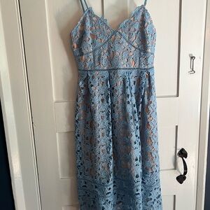 Blue Lace Midi Dress
